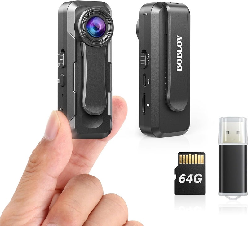 BOBLOV W1 64GB HD 1080P Body Worn Camera, Wearable Body Cam with 2 Clips, Loop Recording Body Camera Support Time Stamp, Back Clip for Traveling, Driver, Delivery Man, Lecture Recording - Image 1